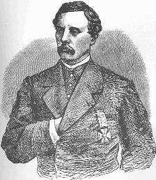 Line drawing of Thomas Francis Meagher, Brigidier General of the Irish Brigade 1861-1864.