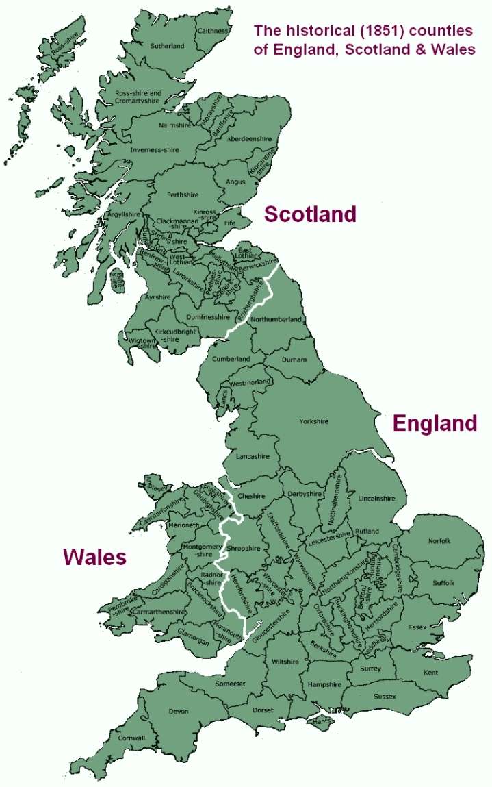 Map England Ireland Scotland Wales | Map England Counties and Towns