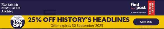 British Newspaper Archive 25% discount advert
