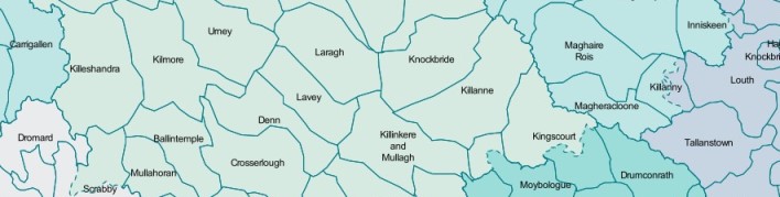 Partial map of Irish Catholic parishes