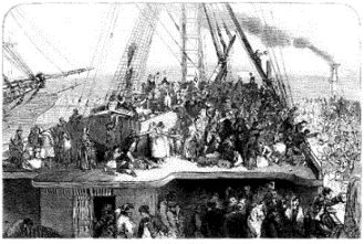 Emigrants departing Ireland 1850