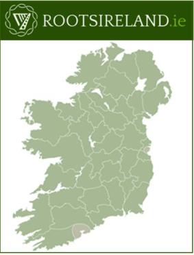 RootsIreland logo and map