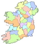 Thumbnail-size map of Irish counties.