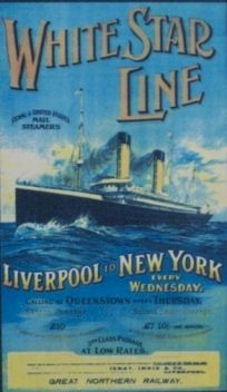 Historical poster advertising the White Star Line's ships departing on Wednesdays from Liverpool for New York.