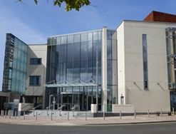 Street view of entrance to PRONI, Belfast