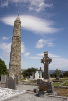 Round tower in Ardmore cemetery, Co Waterford, Ireland.