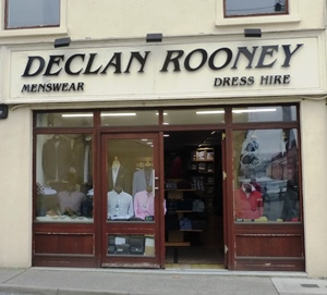 Menswear shop in Athenry, Co Galway, Ireland.